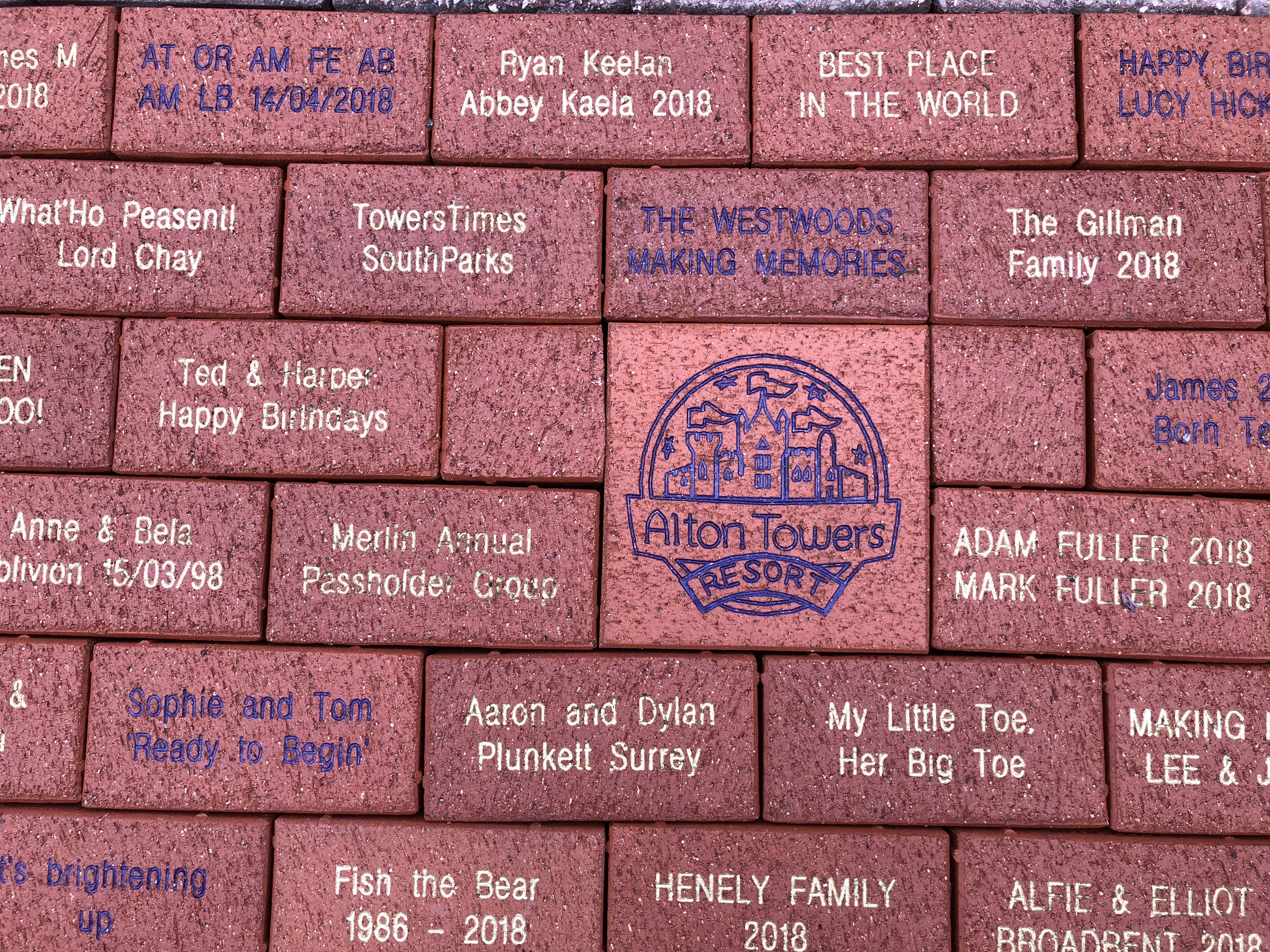 Alton Towers Personalised Bricks Installed