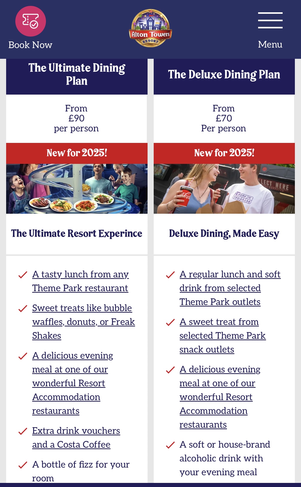 Alton Towers Dinning Plans Return