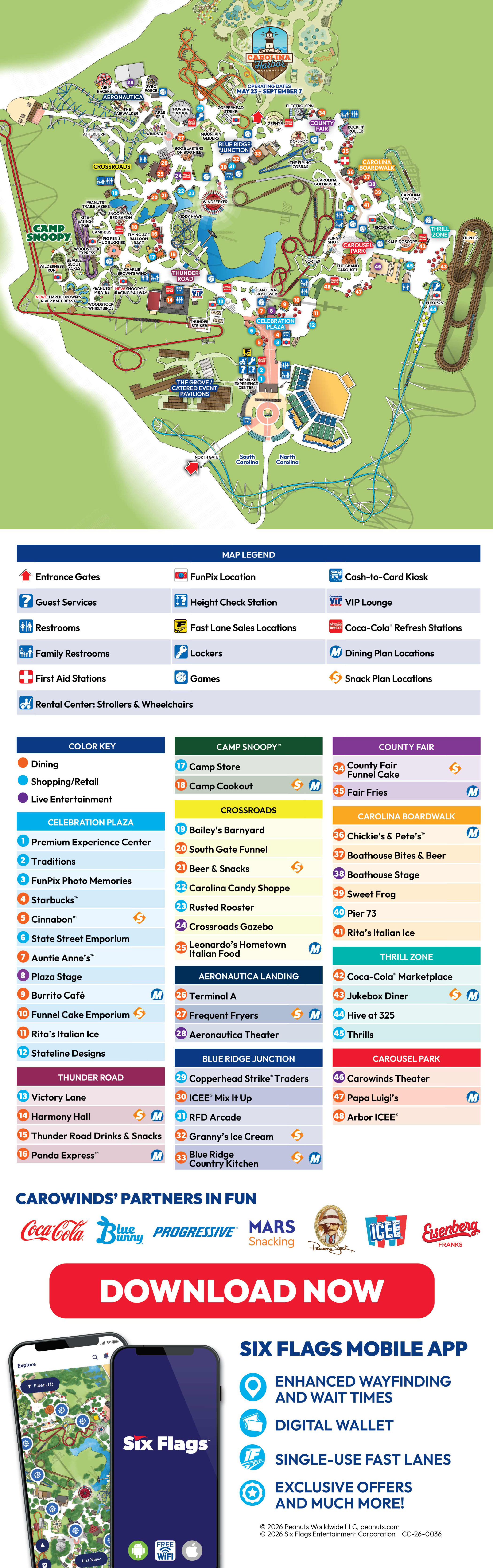 Park Maps Theme Park Guide MAP Carowinds 26 Normal 