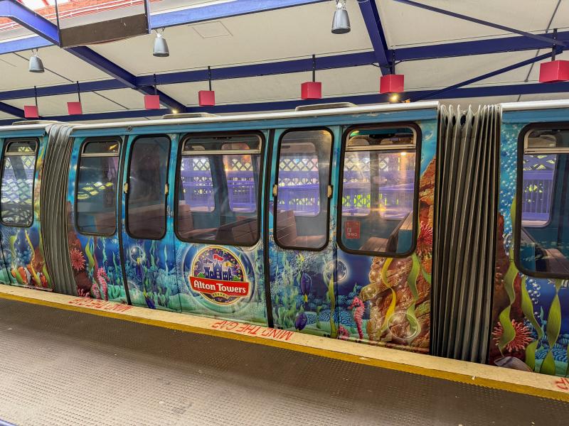 Alton Towers Monorail Window Vinyls Removed