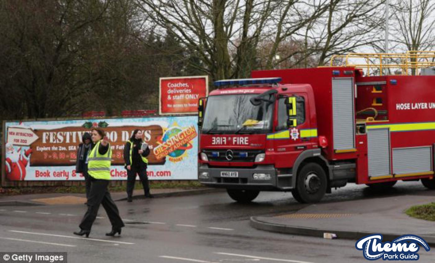 Chessington Creaky Cafe on fire