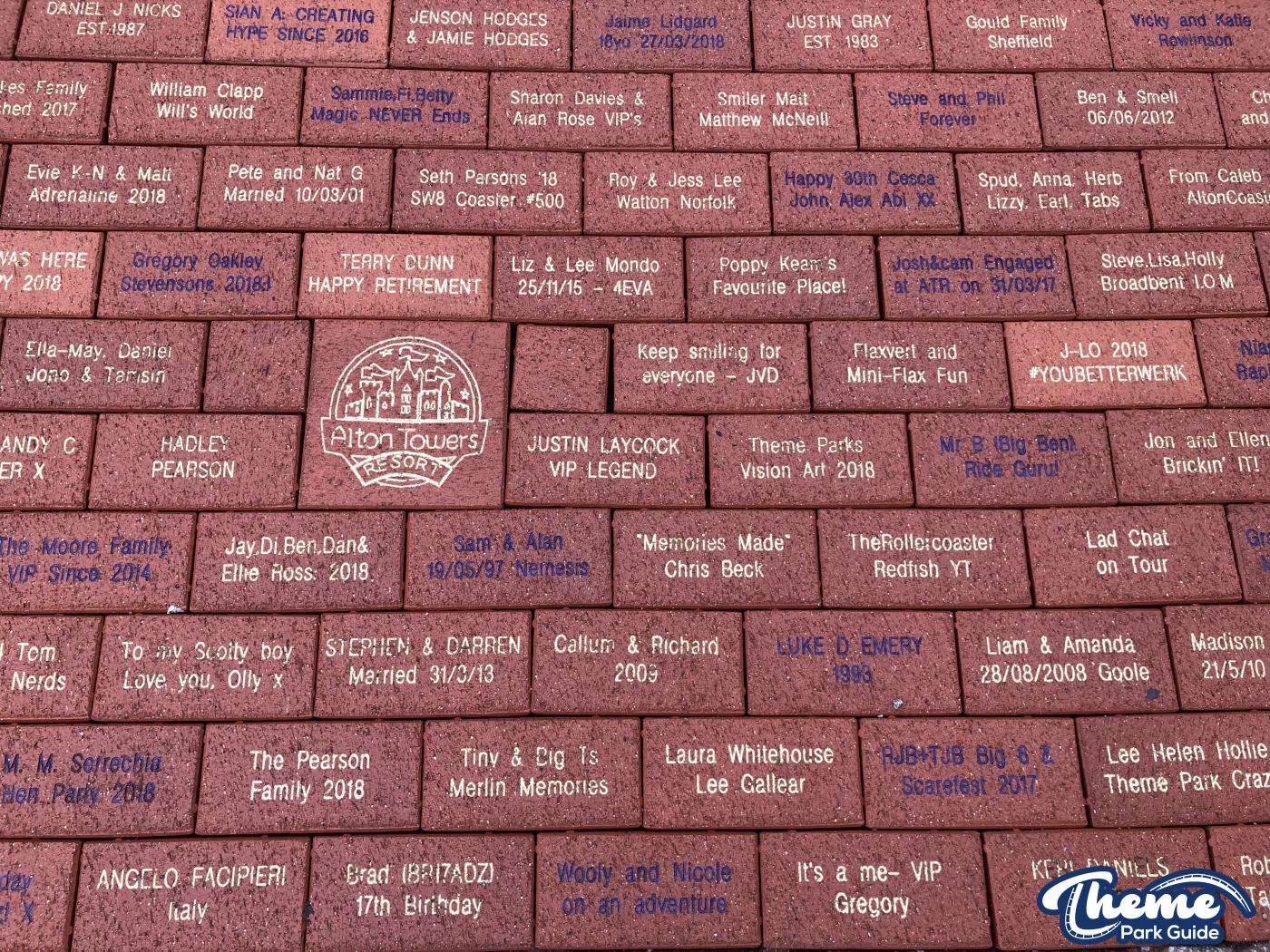 Alton Towers Personalised Bricks Installed