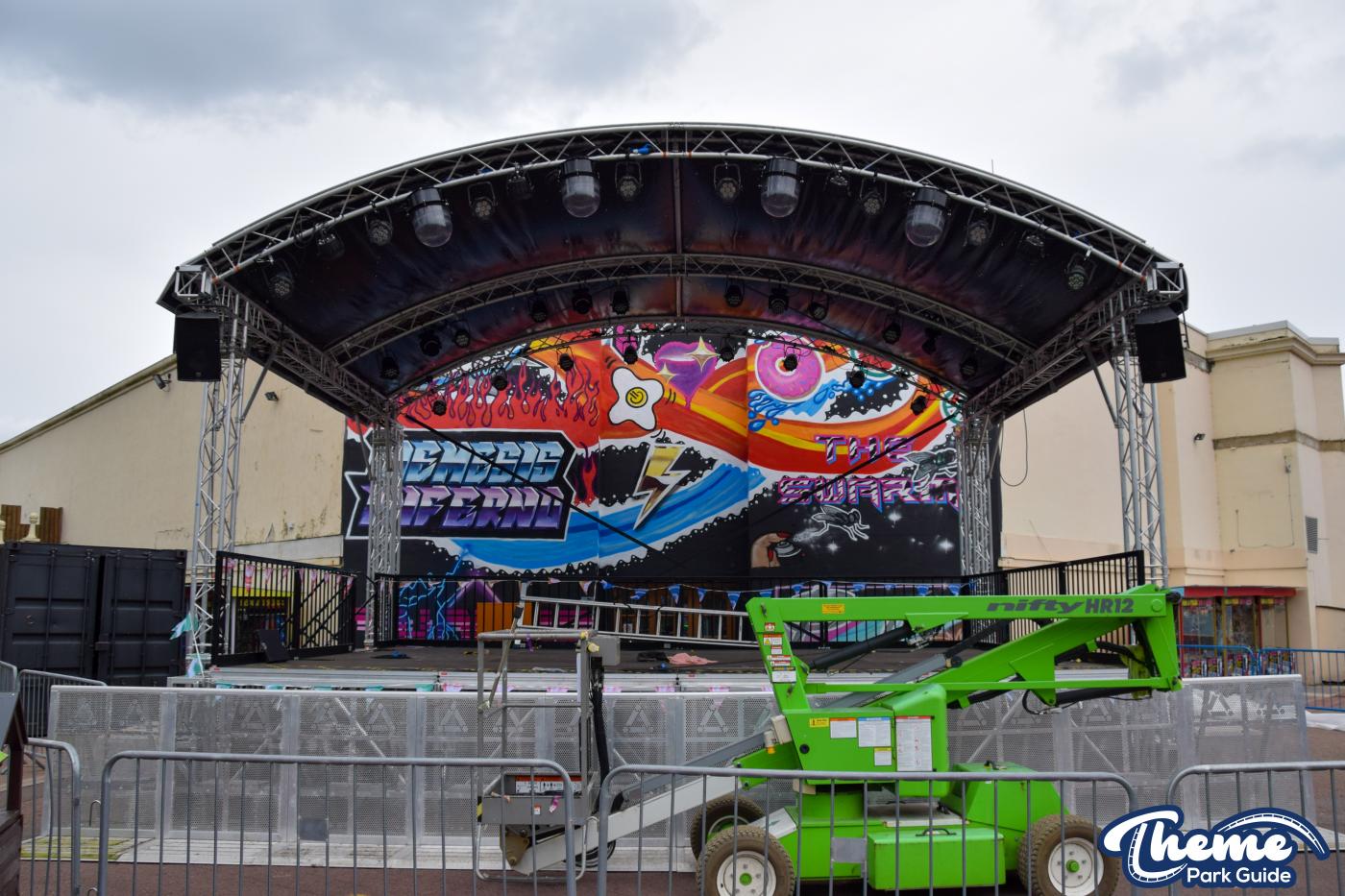 Oktoberfest Stage Built In Front Of Graffiti Mural