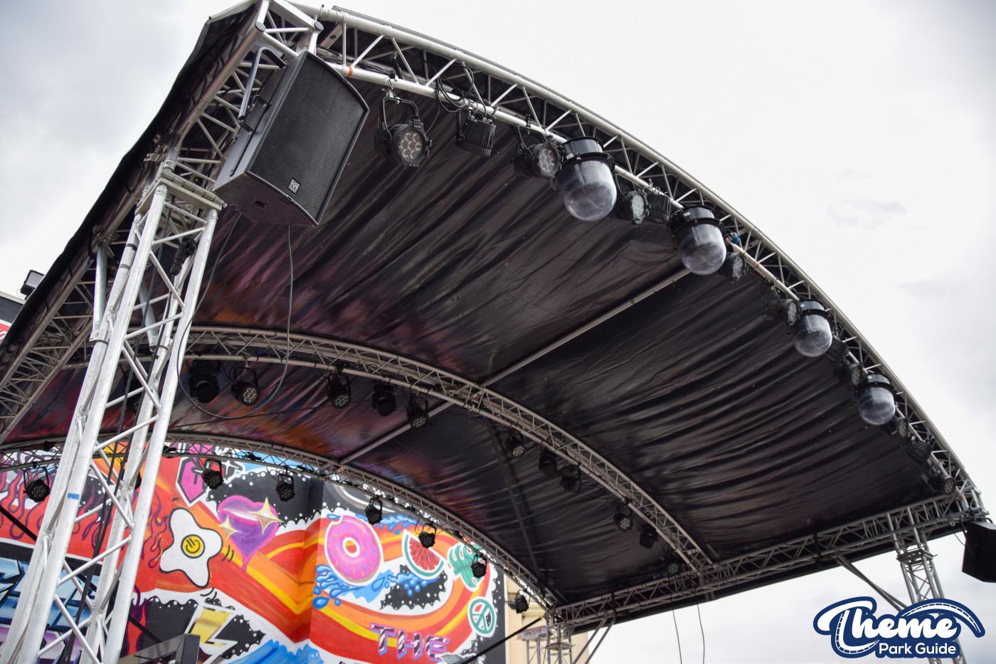 Oktoberfest Stage Built In Front Of Graffiti Mural