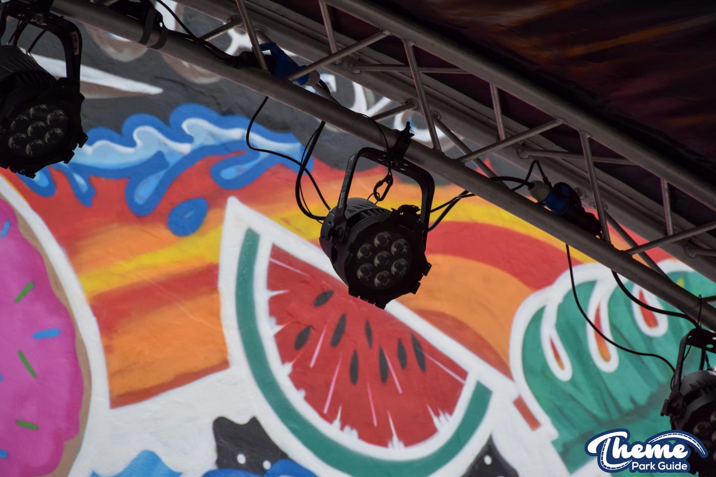 Oktoberfest Stage Built In Front Of Graffiti Mural