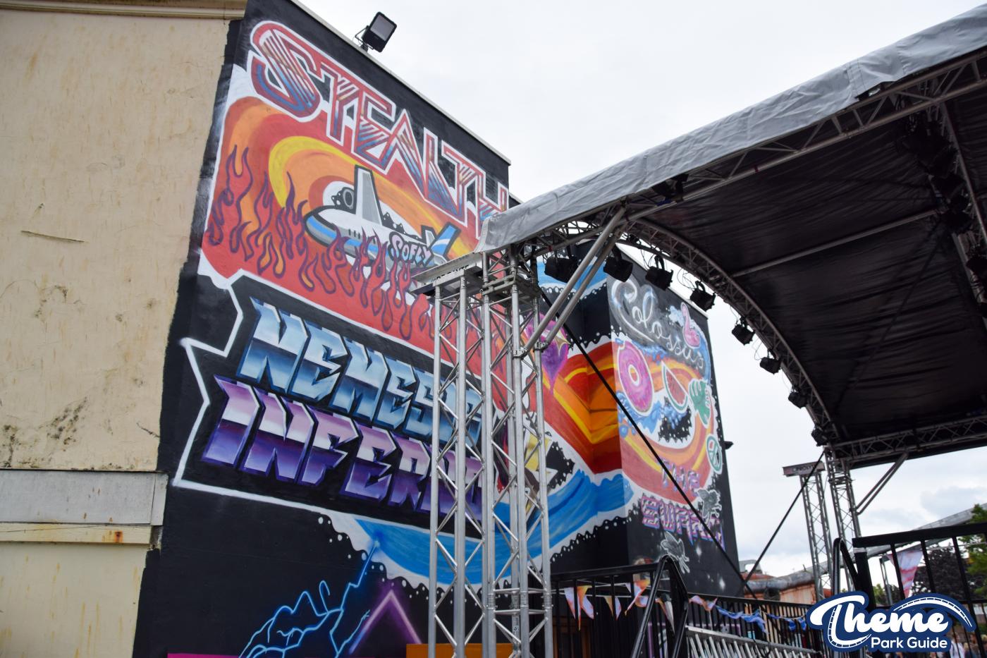 Oktoberfest Stage Built In Front Of Graffiti Mural