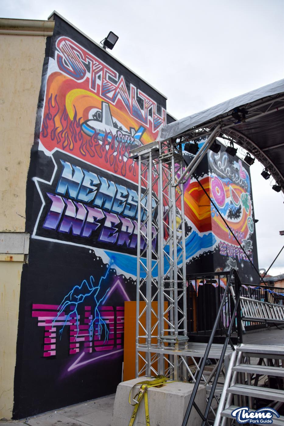 Oktoberfest Stage Built In Front Of Graffiti Mural