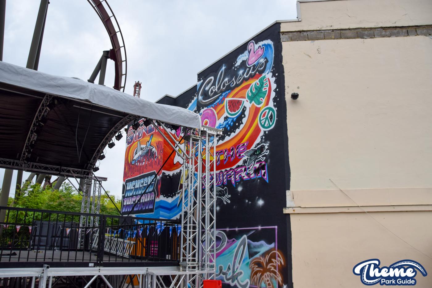 Oktoberfest Stage Built In Front Of Graffiti Mural