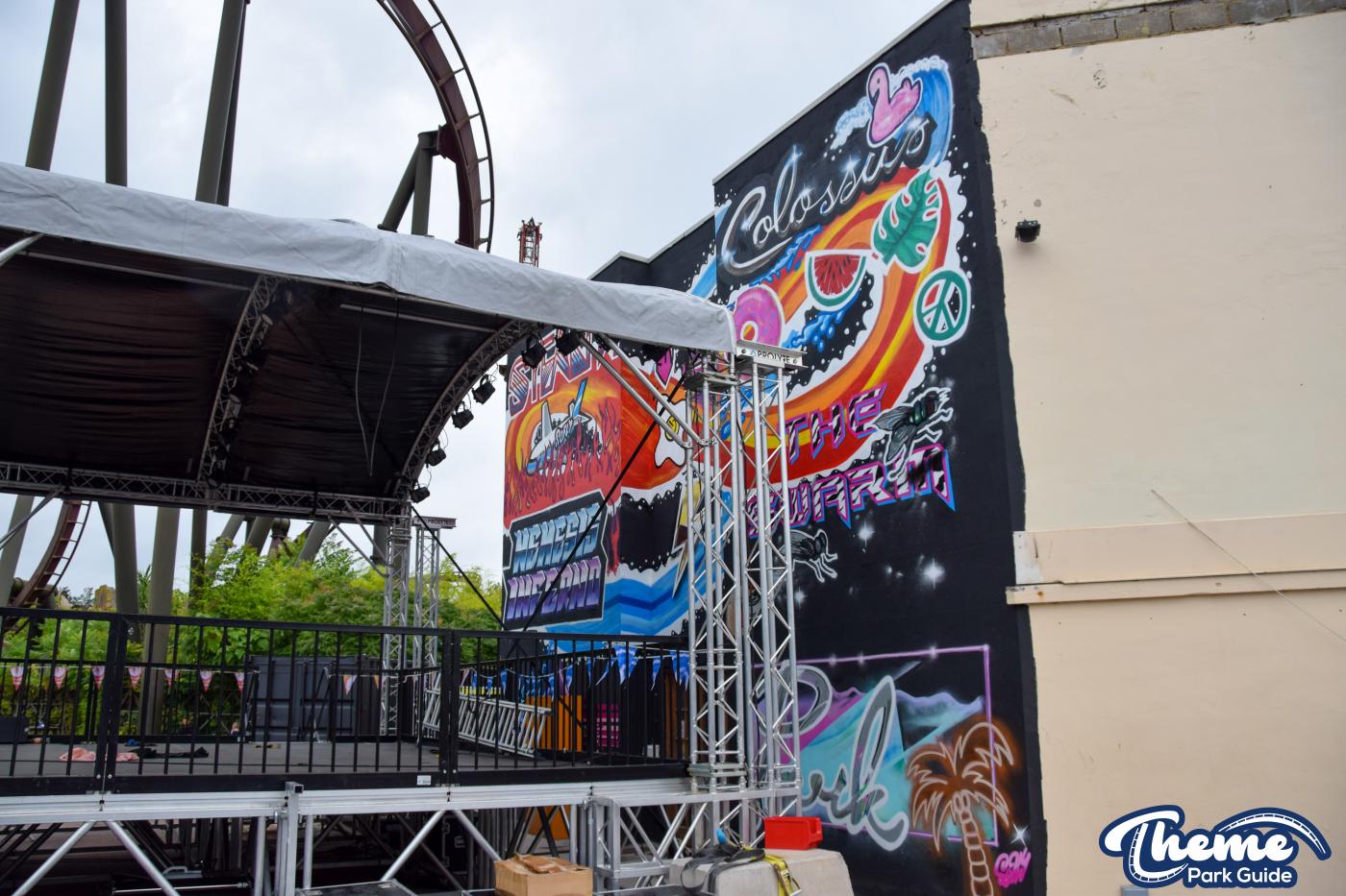 Oktoberfest Stage Built In Front Of Graffiti Mural