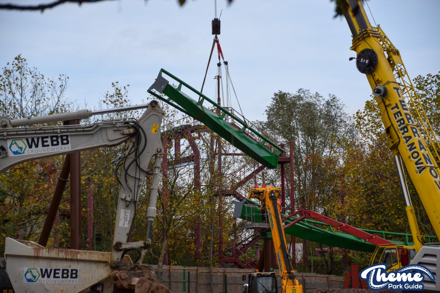 Sections Of Track For Jumanji Rollercoaster Installed