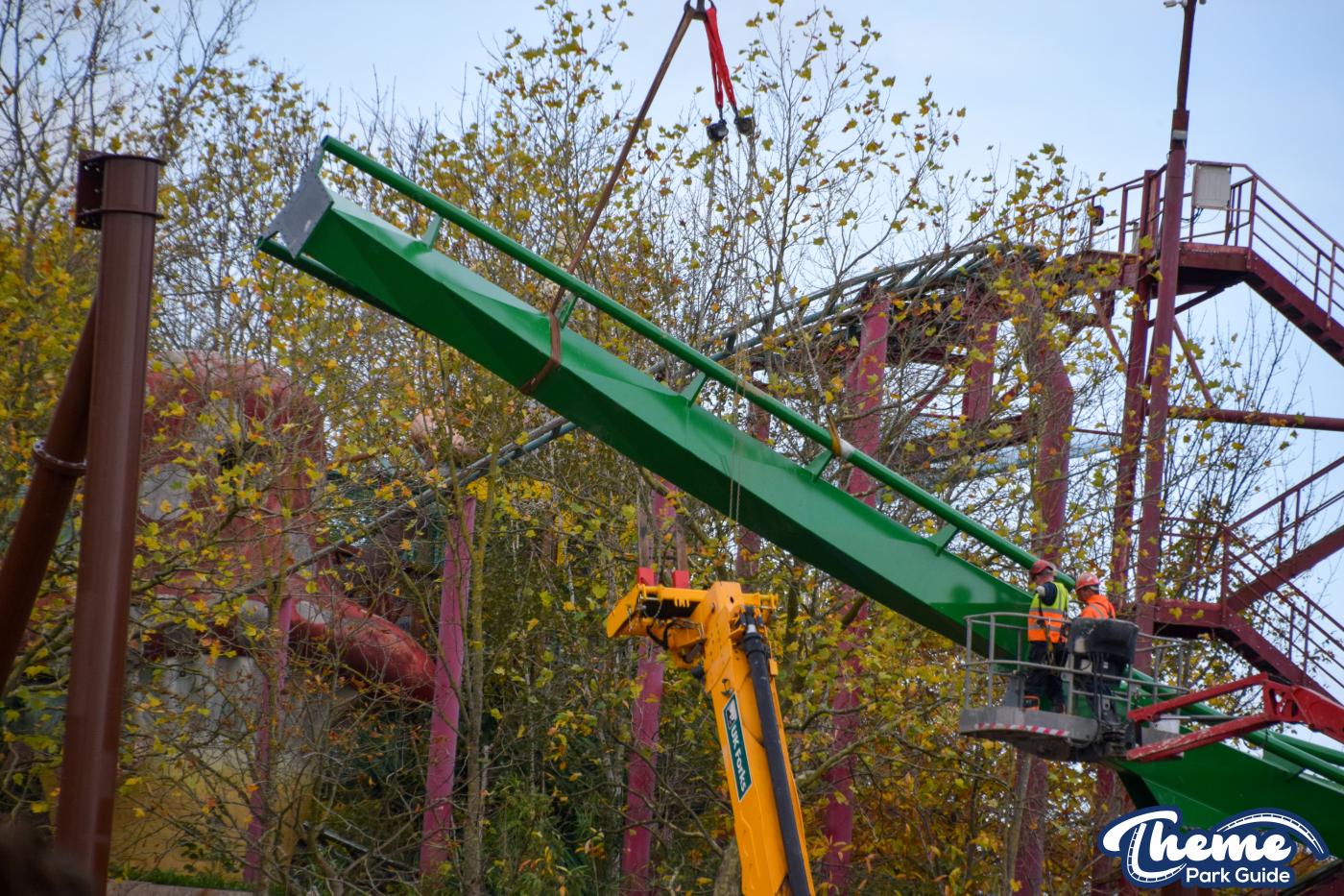 Sections Of Track For Jumanji Rollercoaster Installed