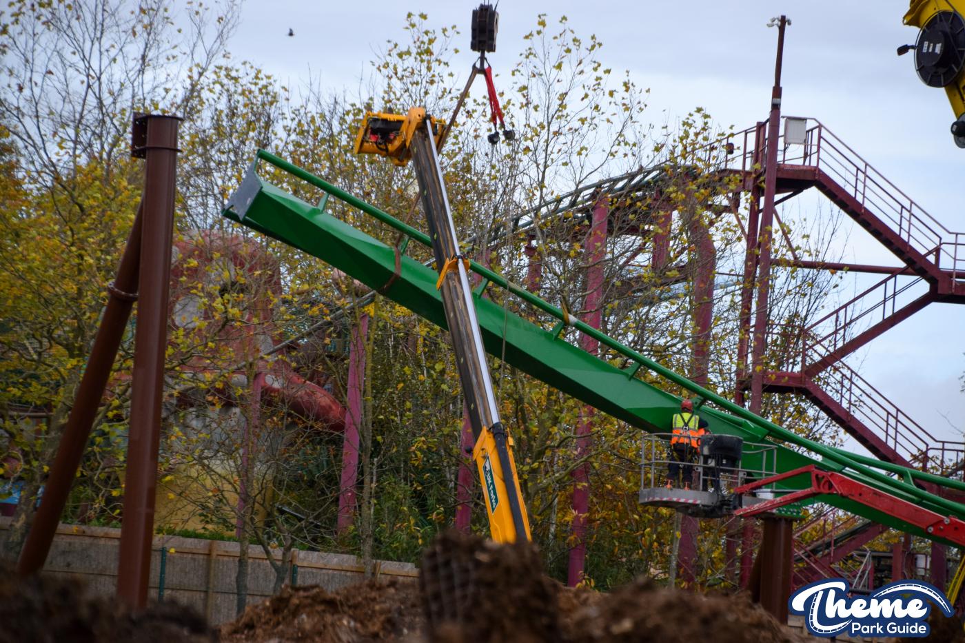 Sections Of Track For Jumanji Rollercoaster Installed
