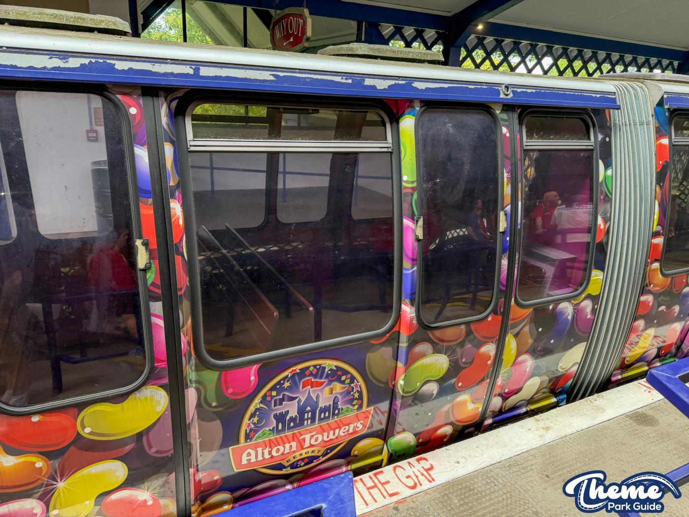 Alton Towers Monorail Window Vinyls Removed