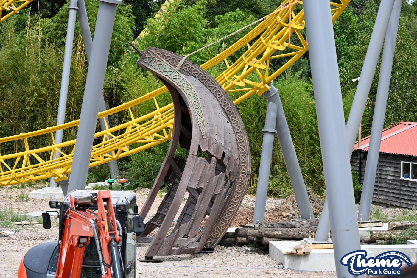 Serpent’s Curse Theming Installed as Construction Progresses at Paultons Park