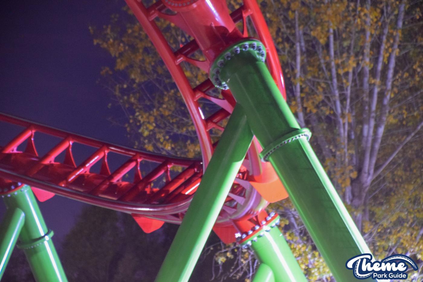 Escape the Nether Rollercoaster's Incredible Track Layout Revealed in the Dark at Chessington!