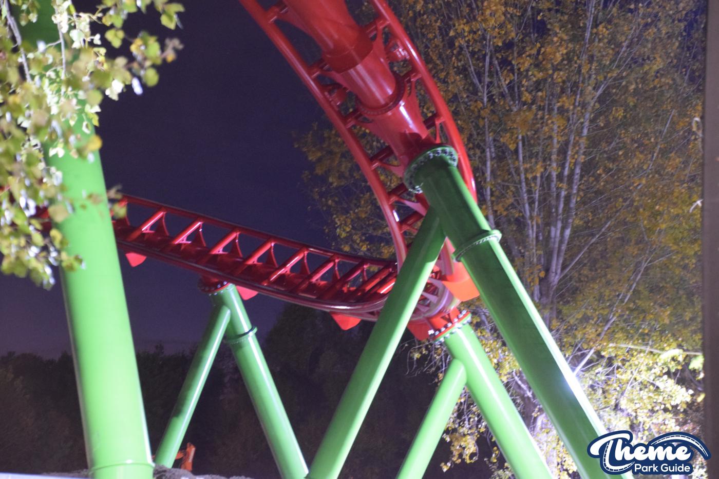 Escape the Nether Rollercoaster's Incredible Track Layout Revealed in the Dark at Chessington!