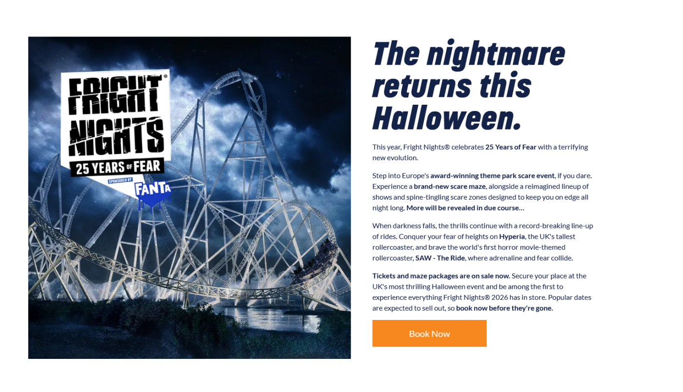 Fright Nights 2026 Tickets Now on Sale