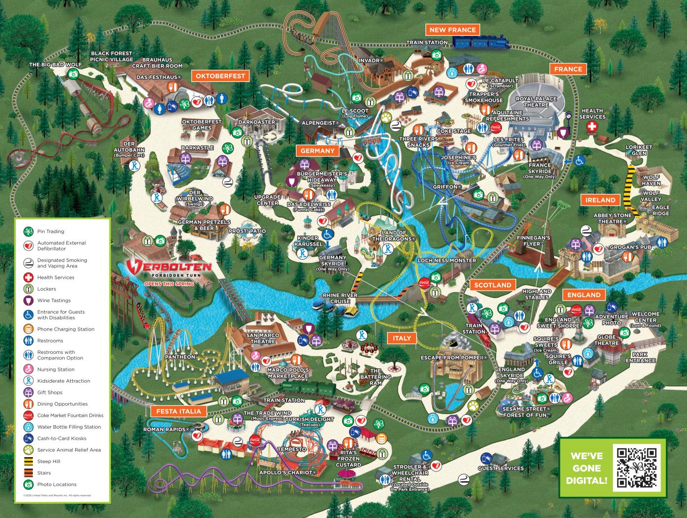 Park Maps Theme Park Guide MAP Busch Gardens Williamsburg 26 Normal