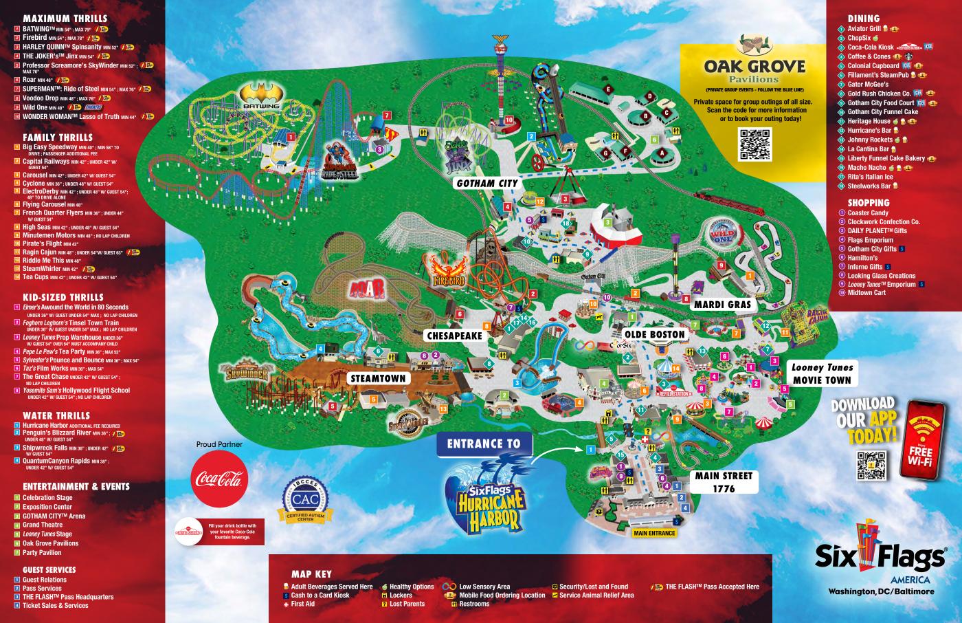 Six Flags America 2025 Map